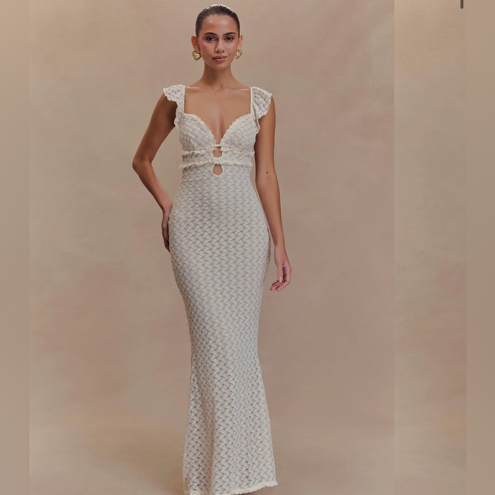 Mekhi Ezra Dress - ivory lace maxi dress